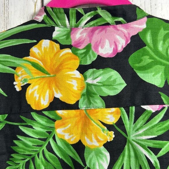 Lauren Ralph Lauren Tropical Floral Linen Mandarin Jacket Hibiscus Resort Boho - Picture 11 of 14